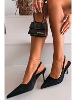 Dámské sandály na podpatku z eko semiše Černé model 22092085 - Boto