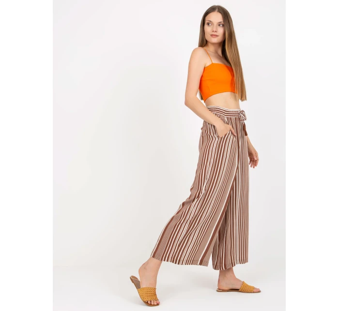 Kalhoty D73781M62237A bílá hnědá