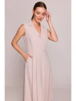 Košilové šaty ve střihu béžové model 21154751 - STYLOVE