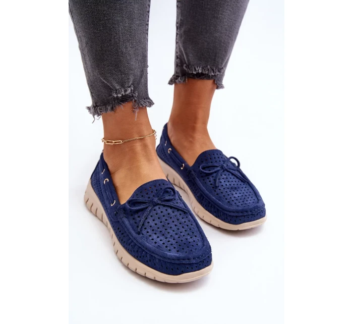 Dámské mokasíny s mašlí, tmavě modrá Reece