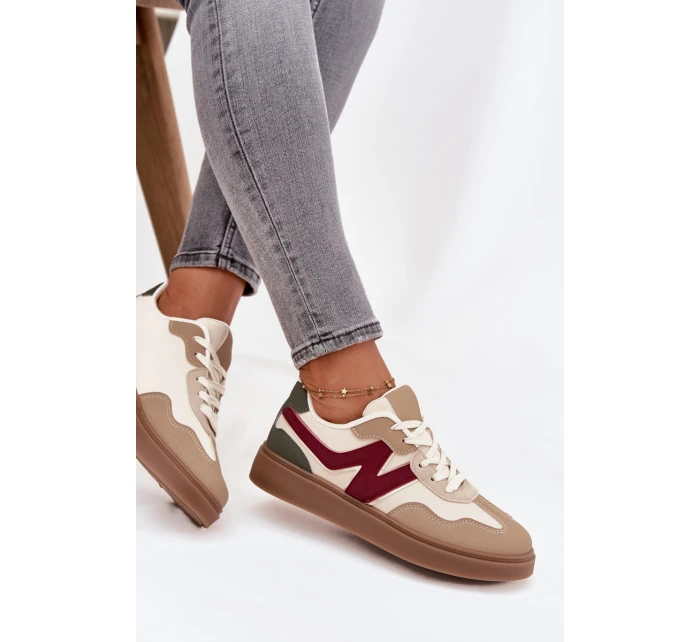 Nízké dámské tenisky z eko kůže Givelle – béžové Nízké dámské tenisky z eko kůže Givelle – béžové