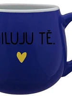 MILUJU TĚ. - modrý keramický hrníček 300 ml