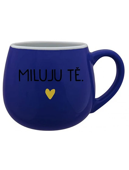 MILUJU TĚ. - modrý keramický hrníček 300 ml