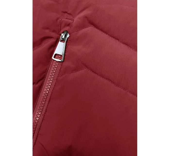 Červená dámská zimní bunda s kožešinovou podšívkou model 21791793 - LHD Červená dámská zimní bunda s kožešinovou podšívkou model 21791793 - LHD