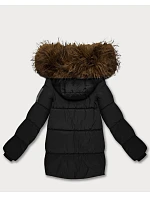 Péřová bunda s kapucí černá (KK60609)