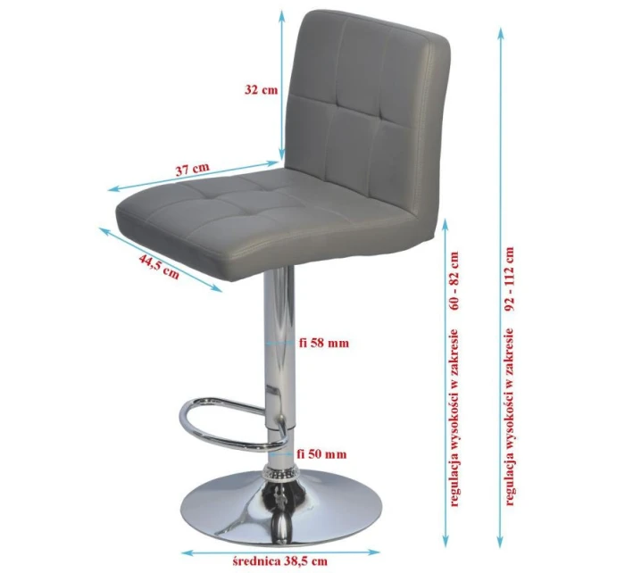 BAROVÁ ŽIDLE HOCKER ŠEDÁ SADA 2 KS