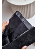 Zateplené kozačky na podpatku eko semišové nad koleno černé model 21675737 - Boto