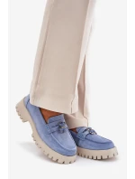 Dámské semišové mokasíny s přívěskem  Modré model 21686711 - VINCEZA