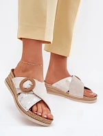 Dámské Sandály Na Klínu S Dekorativní Sponou Světle Béžové Inblu RV000012