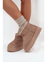 Dámské Sněhule Na Platformě S Prošíváním Big Star SS274129 Béžové Dámské Sněhule Na Platformě S Prošíváním Big Star SS274129 Béžové