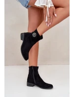 Dámské Kotníkové Boty Na Zip S Ozdobným Detalem Eko Semišové Černé Lerioria