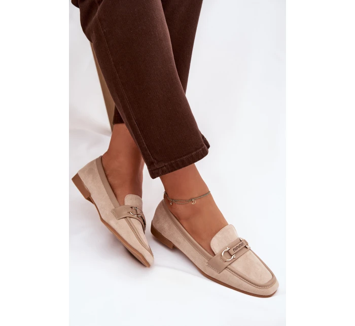 Dámské mokasíny / loafersy s ozdobným detailem – béžové Evelora Dámské mokasíny / loafersy s ozdobným detailem – béžové Evelora