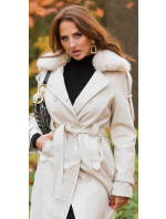 Sexy zimní kabát z umělé kůže v Trenchcoat Look