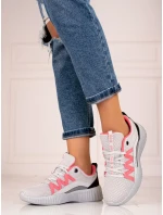 Komfortní tenisky šedo-stříbrné dámské bez podpatku Komfortní tenisky šedo-stříbrné dámské bez podpatku