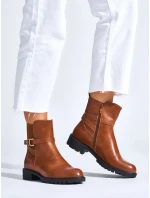 Pěkné hnědé dámské kotníčkové boty na širokém podpatku Pěkné hnědé dámské kotníčkové boty na širokém podpatku