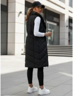 Dámská prošívaná dlouhá vesta bez kapuce SERKIS černá FashionStreet TY4524