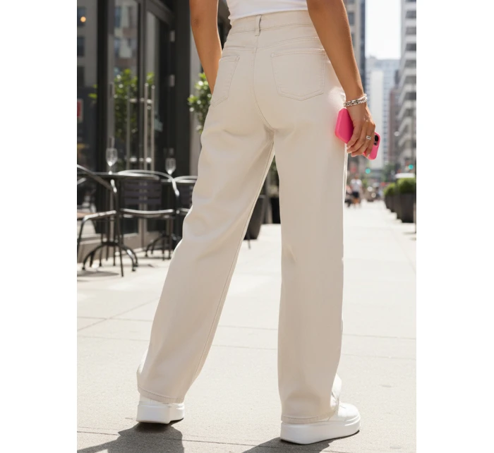 damskie wide leg z  beżowe model 22014009 - FashionStreet