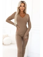 a elegantní žebrovaný dámský overal s výstřihem model 21439596 - kocula