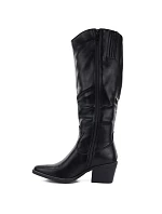 Černé kožené kovbojské boty na podpatku,  model 22317012 - M. Daszyński