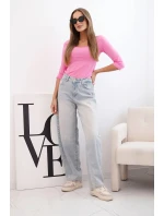 Halenka s kulatým výstřihem světle růžová