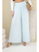 Dámské viskózové kalhoty s elastickým pasem modré