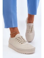 Kožené Sportovní Dámské Tenisky Beige Lalnai Kožené Sportovní Dámské Tenisky Beige Lalnai