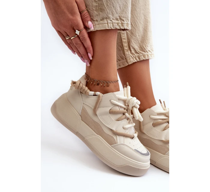 Dámské sportovní boty tenisky béžové model 21659075 - Boto Dámské sportovní boty tenisky béžové model 21659075 - Boto