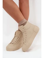 Zateplené dámské tenisky na platformě Big Star OO274795 Béžové Zateplené dámské tenisky na platformě Big Star OO274795 Béžové