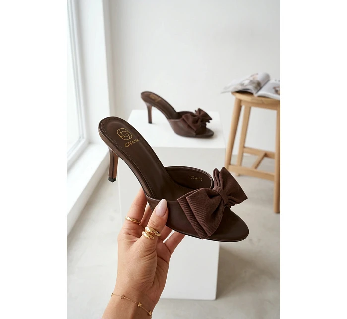 Dámské lodičky na podpatku s mašlí Čokoládové Jelessa Dámské lodičky na podpatku s mašlí Čokoládové Jelessa