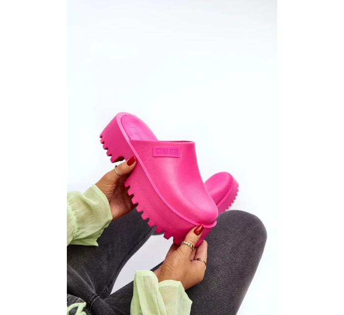 Dámské pantofle na platformě Big Star - fuchsia