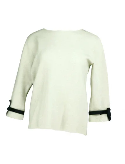 Dámský svetr na rukávech bílým volánkem a černou SW  Gemini model 7548622 - FPrice