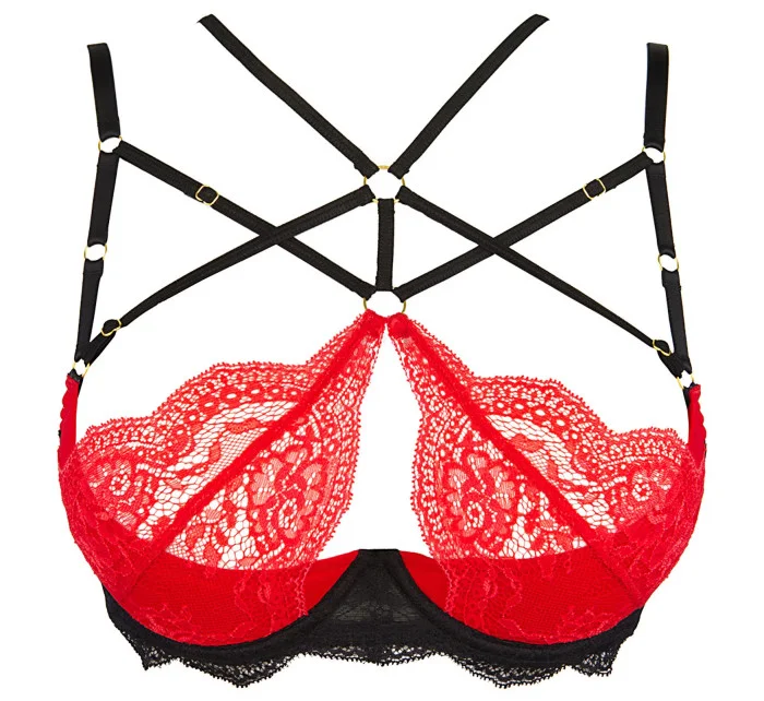 Dámská sexy podprsenka model 20189003 Červená s černou - Axami Dámská sexy podprsenka model 20189003 Červená s černou - Axami