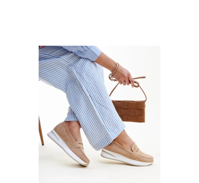 Dámské polobotky 28906 Béžová s bílou - Flyfor