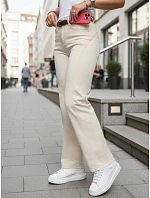 Dámské džíny s páskem a širokými nohavicemi béžové FashionStreet UY3060