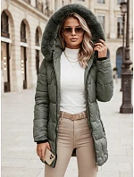 Dámská zimní prošívaná bunda s kapucí, zelená, FashionStreet TY5739 Dámská zimní prošívaná bunda s kapucí, zelená, FashionStreet TY5739