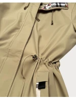 Damska kurtka z wykończeniem w kratkę Goodlookin piaskowa (KK60411-4#) Damska kurtka z wykończeniem w kratkę Goodlookin piaskowa (KK60411-4#)