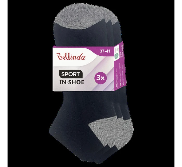 Dámské sportovní kotníkové ponožky 3 páry SPORT WOMEN IN-SHOE 3x - BELLINDA - černá