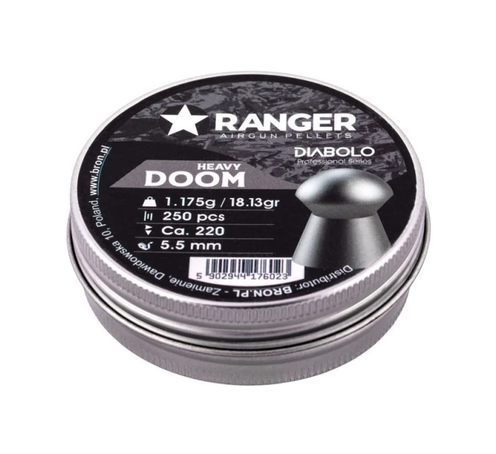 5,5 mm RANGER Diabolo Doom Heavy flat shot 250 ks. 1,175 g 5,5 mm RANGER Diabolo Doom Heavy flat shot 250 ks. 1,175 g