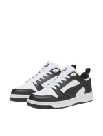 Dětské boty Puma Rebound V6 Lo Mid white and black 393833 01 Dětské boty Puma Rebound V6 Lo Mid white and black 393833 01