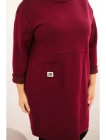 Dámská suknička Plus Size s kapsou a rukávem 3/4 máslová švestková Dámská suknička Plus Size s kapsou a rukávem 3/4 máslová švestková