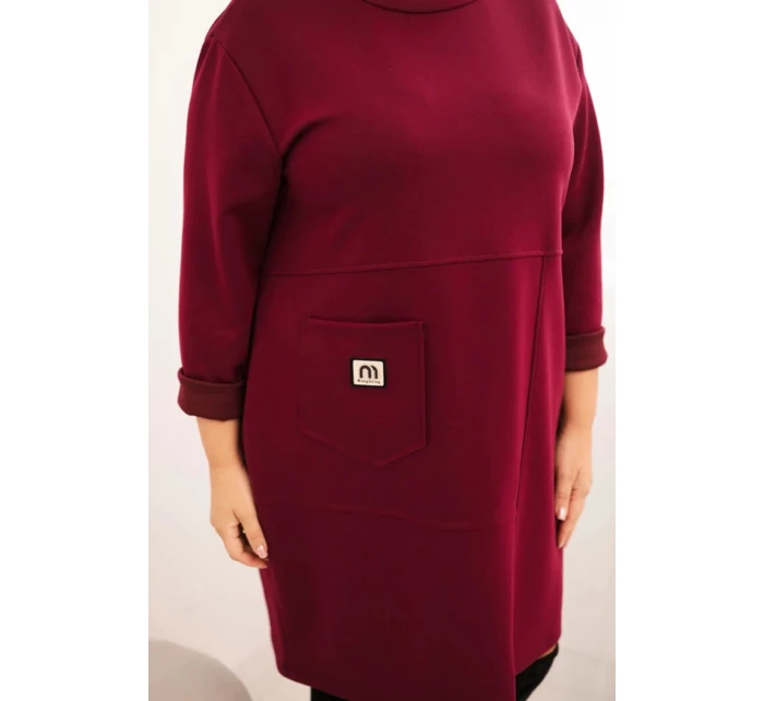 Dámská suknička Plus Size s kapsou a rukávem 3/4 máslová švestková Dámská suknička Plus Size s kapsou a rukávem 3/4 máslová švestková