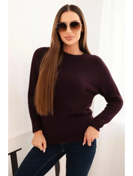 Dámský svetr z baby alpaky s dlouhým rukávem švestkový