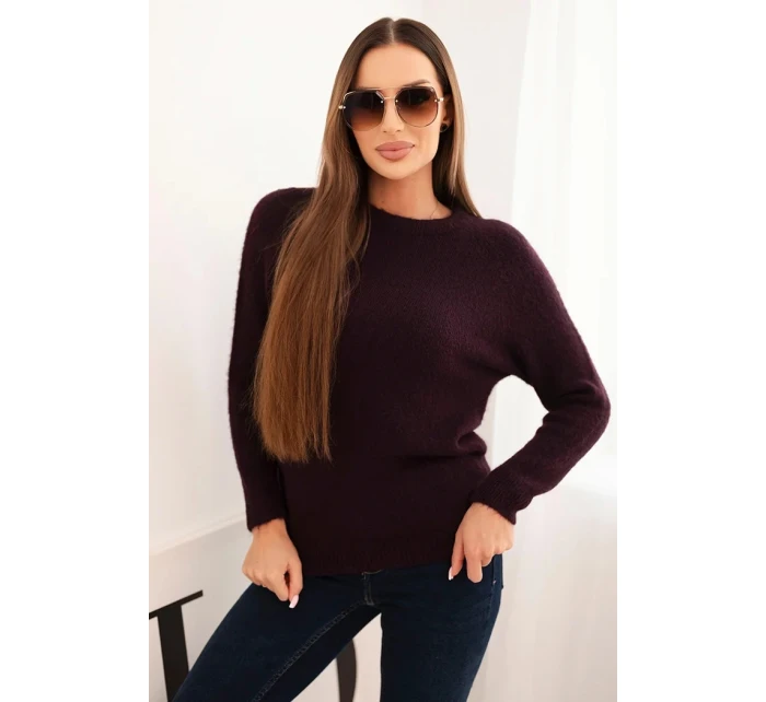 Dámský svetr z baby alpaky s dlouhým rukávem švestkový