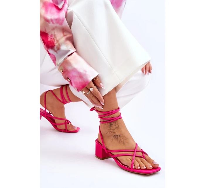 Vázané Sandály S Vysokými Podpatky Růžový Secret Love Vázané Sandály S Vysokými Podpatky Růžový Secret Love
