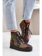 Kožené Boty Na Platformě A Klínu Maciejka 06702-09 Zeleno-Zlaté