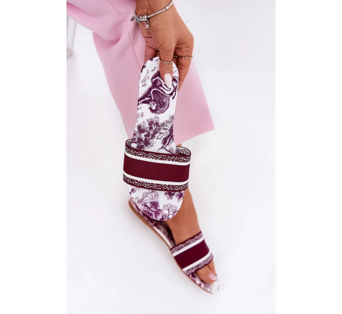 Vzory Ploché Sandály Dámské Bordó model 21689572 - Boto Vzory Ploché Sandály Dámské Bordó model 21689572 - Boto