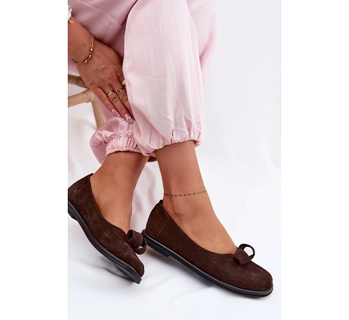 Kožené Semišové Dámské Polobotky model 22101235 Čokoládové - Zazoo