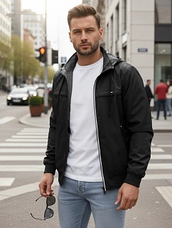 Pánská přechodná bunda oboustranná  TX5135 černo-šedá - FashionStreet