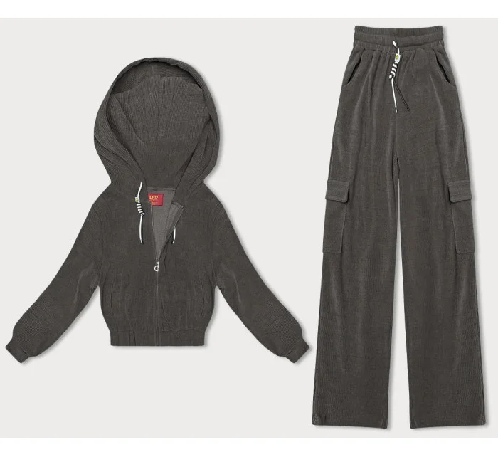 Dámský komplet v grafitové barvě - mikina a kalhoty typu cargo (AMG-322A) Dámský komplet v grafitové barvě - mikina a kalhoty typu cargo (AMG-322A)