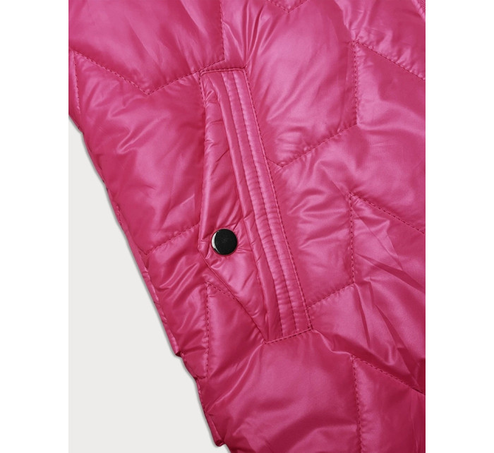 Neonově růžová tenká dámská vesta se zlatým zipem S'West (B8229-83)